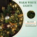 Hykolity 24 Inch Pre-Lit Botanical Christmas Wreath with 30 Warm White LEDs and Timer, Battery Operated Artificial PE & PVC Wreath with Ornaments, Pinecones and Layered Gold Leaves for Front Door — 5