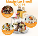 Oizeir 2 Tier Lazy Susan Organizer for Cabinet, Clear Acrylic Rotating Spice Rack Turntable for Kitchen, Pantry, Countertop, Bathroom, Vanity – Double Tier Storage Carousel with Metal Supports — 4