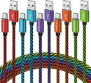 Teyssor USB C Cable 10FT 5-Pack Nylon Braided USB A to Type C Fast Charging Cord Compatible with Samsung Galaxy S24 S23 S22, Note 20 10 9 8, Moto G7 G8 1