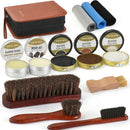 13-Pcs Complete Shoe Shine Kit & Leather Boot Care and Cleaning Kit - 100% Horsehair Brushes, Mink Oil, Saddle Soap, Shoe Polish Kit with Manual & Travel Case - Gift for Dad Husband Father — 1