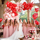 KARLURE Pink Red Rose Gold Balloon Arch Kit Garland with Red Heart Balloons | Red Pink Rose Gold — 4