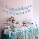 KatchOn Blue Happy Birthday Banner for Mermaid Birthday Decorations | Iridescent Blue — 8