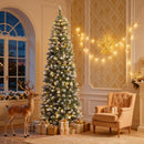 DWVO 6ft Pre-lit Artificial Christmas Tree, Slim Partial Snowy Pencil Kingswood Fir Christmas Trees with 50 Pine Cones, 618 Branch Tips & 250 UL Listed Lights with Remote Control for Home Party — 4
