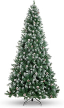 Best Choice Products 7.5ft Pre-Decorated Holiday Christmas Tree for Home, Office, Party Decoration w/ 1,346 PVC Branch Tips, Partially Flocked Design, Pine Cones, Metal Hinges & Base — 1