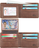 HIMI Wallet for Men-Genuine Leather RFID Blocking Bifold Stylish Wallet With 2 ID Window - Coffee - Vintage Style — 1