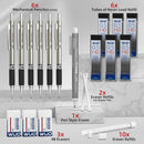 WUO 0.5 mm Mechanical Pencil Set with Eraser Pen Storage Case, 6 PCS | Black 4 - 0.5mm (6 Pack) — 8