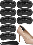 Dr. Shoesert Soft Gel Heel Grips for Shoes Too Big (4 Pairs + Shoehorn) - Black — 1