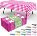 misaya 6 Packs Buffalo Disposable Table Cloth, 54 x 108 Inch Waterproof Plastic Tablecloth, Rectangle Hot Pink and White Checkered Table Covers for Picnic, Birthday, Party, Back to School | 54" x 108" - 6 Pack — 1
