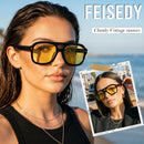 FEISEDY Retro Thick Aviator Sunglasses for Women Men, Large Vintage Shades | Black - Yellow | 53 Millimeters — 2