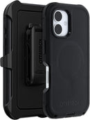 OtterBox iPhone 16 (Only) - Defender Series MagSafe Case - Black - Holster Clip Included - Built-in Magnets - Screenless - Rugged & Durable - with Port Protection - Non-Retail Packaging — 1
