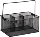 Mind Reader Multi-purpose Storage Caddy with Handle, Desktop Organizer, Cutlery Holder, 4 Compartments, Metal Mesh, Black — 5