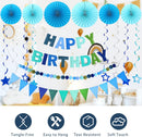 CANREVEL 17 PCS Pre-Strung 3D Blue Happy Birthday Banner, Blue Streamers | Blue + Streamers — 5