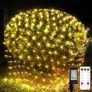 suddus 360 LED Christmas Net Light, Net Lights Outdoor,12ft x 5ft Bush Lights Outdoor Waterproof Connectable Green Wire for Bushes, Lamn, Trees, Christmas Decoration, Warm White — 1