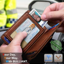 BULLIANT Magnetic Slim Leather Pocket Wallet Money Clip For Men 12Cards - Alaska Leather - Brick Brown — 4