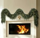 9FT Realistic Christmas Cedar Garland for Mantel, Soft Touch with Lights — 1