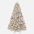 SHareconn 7.5ft Snow Flocked Spruce Pre-lit Artificial Christmas Tree,White — 7