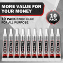 B-7000 Glue Clear with Precision Tip, 15ml 10 Pack Multi-Function Craft Adhesive, Waterproof Strong Bond Glue for… — 8