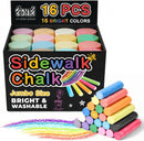 16 PCS Sidewalk Chalk for Kids -16 Colors, Non-Toxic Washable Jumbo Chalks — 1