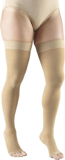 Truform 20-30 mmHg Compression Stockings for Men and Women, Thigh High Length, Dot-Top, Open Toe | Beige | Medium (1 Pair) — 2