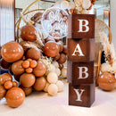 Voircoloria Baby Boxes with Letters for Baby Shower, 4pcs Grain Wood Balloon Boxes for Gender Reveal Birthday Wedding Teddy Bear Baby Shower Decorations (Wood) — 6