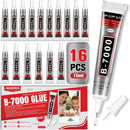ALECPEA B7000 Bedazzling Glue, 16 Pack 15ml Clear Rhinestone Adhesive for Crafts, Jewelry Making, Nail Art, Fabric,… — 1