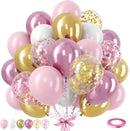 Pink Gold Balloons Set, 12 Inch Pink White Latex Balloons Pink Confetti Helium Balloons Pink and Metallic Gold Party Balloons for Bridal Baby Shower Wedding Girl Women Birthday Decorations — 1