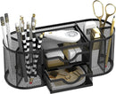 SUPEASY Mesh Desk Organizer, Pen Holder for Desk with 2 Drawers, Black — 1