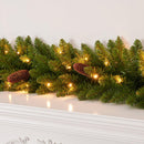 9FT Prelit Artificial Christmas Garland with Dual Color LED Lights and Timer by Remote Control and Batteries Operated for Mantle Stairs Fireplace Door Xmas Decoration, Indoor Outdoor, Green — 5