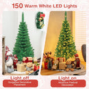 Goplus 4.5ft Prelit Pencil Christmas Tree, Premium Hinged Fir Tree, with Warm White LED Lights and Solid Metal Stand, Easy Assemble, Ideal Artificial Xmas Tree for Home and Office — 2