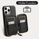 ZVE for iPhone 16 Pro Wallet Case with Card Holder, Zipper Crossbody Case with Wrist Strap for Women for iPhone 16 Pro 6.3" Black — 2
