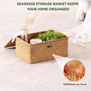 Nonam Wicker Storage Basket with Lid,Seagrass Shelf Basket Set of 3,Nautral — 5