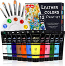 Colorful Acrylic Leather Paint Kit Set for Shoe Painting -12 Pack 2.5oz Paint for Bag & Wallet Decor, Jacket Care, Crafts DIY & - 12 Colors — 1