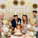 White and Gold Happy Birthday Party Decorations for Women Girls — 5