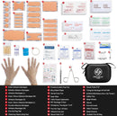 Mini First Aid Kit - 150 Piece Small Waterproof EVA Hard Shell Case | Black | 6.4" x 4.9" x 2.7" — 3