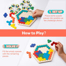 Coogam Wooden Hexagon Puzzle for Kid Adults - Shape Pattern Block Tangram Brain Teaser Toy Geometry Logic IQ Game STEM Montessori Educational Gift for All Ages Challenge — 3