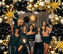 Black and Gold Balloons Garland Arch Kit with Black Gold Confetti Balloons — 7