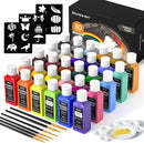 Fabric Paint, Shuttle Art 30 Colors Permanent Soft Fabric Paint in Bottles (60ml/2oz) with Brushes, Palette, Stencils, Non-Toxic Textile Paint for T-shirts, Shoes, Jeans, Bags, DIY Projects&Art Crafts | 2 Fl Oz (Pack of 30) | Regular — 1