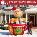 ZPISF 6 FT Christmas Inflatables Outdoor Decorations, Cute Christmas Blow Up Yard Decorations Gingerbread Man in Hot Cocoa Mug Scene for Garden Lawn Xmas Decor — 2