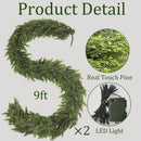 Thewe 2Pcs 9Ft Christmas Cedar Garland with Lights — 2