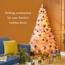 HOMCOM 6' Tall Prelit Christmas Tree Douglas Fir Realistic Branches Pink — 3