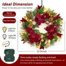 Christmas Wreaths for Front Door, Soomeir 24 Inch Outdoor Christmas Wreath with Lights, Large Prelit Wreath for Holiday Winter Window Outdoor Indoor Xmas — 3