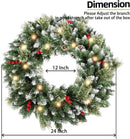 HipTree 24 Inch Lighted Christmas Wreaths for Front Door with Lights — 2