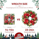 24 Inch Magnolia Christmas Wreath for Front Door, Christmas Wreath with LED Lights, Red Flowers, Red Berries, Pinecones Christmas Decorations，Winter Door Wreath for Wall Window Indoor or Outdoor — 5