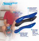 PowerStep Pinnacle Junior Insoles, Children’s Maximum Cushioning Shoe Insert, Relief for Ankle, Knee & Foot Pain, Arch Support for Girls and Boys, Kids Unisex, Made in the USA (Youth 5) - Blue/White — 3