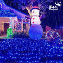 QITONG Net Lights Outdoor Mesh Lights, 12ft x 5ft 360 LED Blue Christmas Light with 8 Modes, Connectable Clear Wire Bush Light Plug in — 7