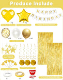 Golden Happy Birthday Party Decorations with Banner Balloons for Men Boys | White Gold — 4