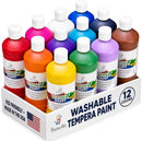 Positive Art Washable Paint for Kids, 12 Colors, 16 oz Bottles, Non-Toxic Tempera Paint Set for School and Classroom, Paraben-Free — 1
