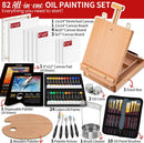 82Pcs Professional Oil Painting Set with Easel Box, 24 Rich Oil Colors & 10 Hog Brushes,Palette Knives, Canvases Complete Art Supplies Kit for Beginners & Artists — 2