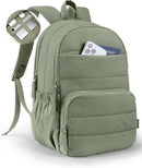 Uselike Travel Backpack for Women, 15.6 Inch Laptop Backpack, Quilted College Bookbag, Cute Work Backpacks, Water Resistant (Sage Green) — 1