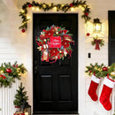 Christmas Wreath with Lights, 24 Inch Lighted Christmas Wreath for Front Door, Winter Wreath with LED Lights, red Berries, Pinecones, Gold Ball, Red Bow, Merry Christmas Sign for Indoor or Outdoor — 5